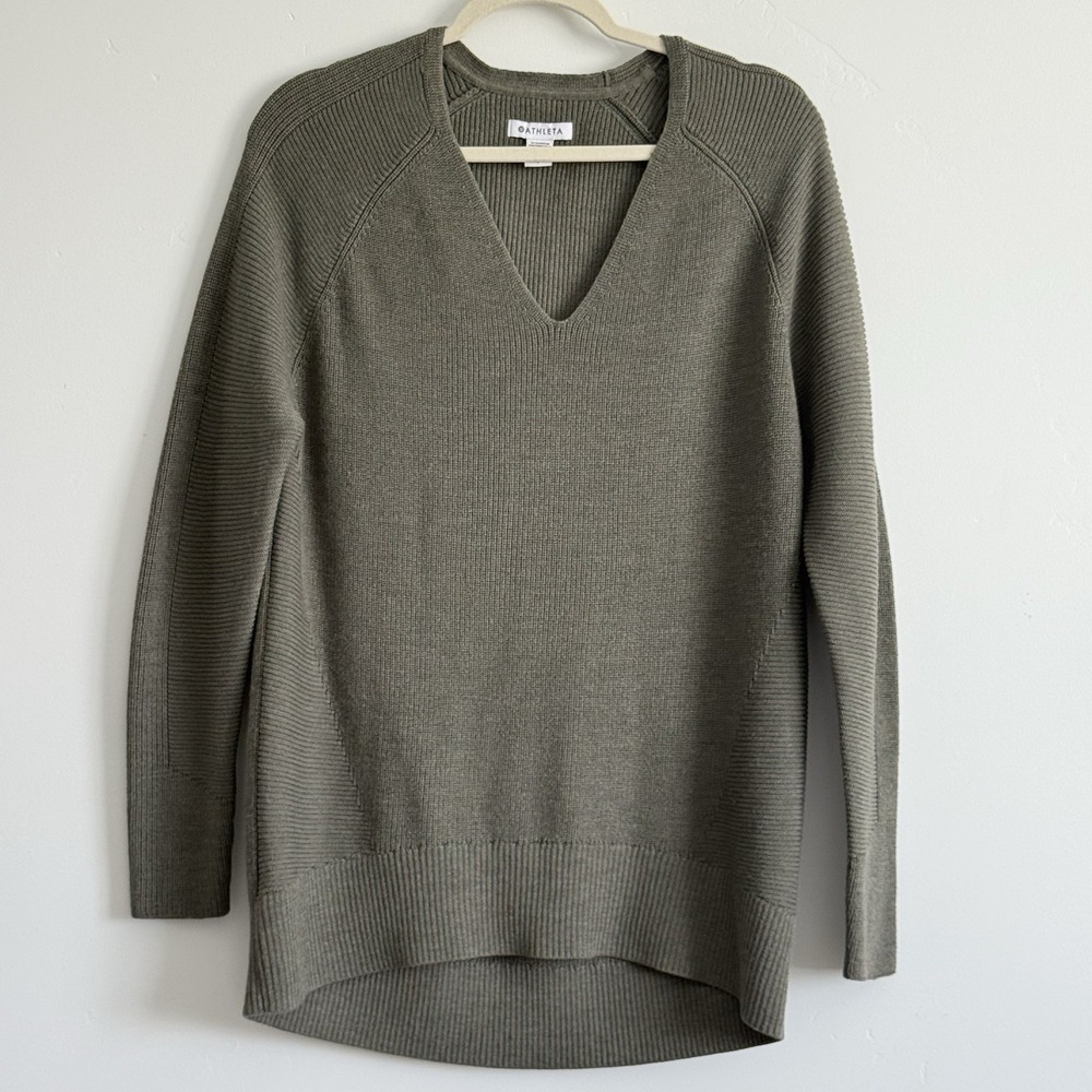 Athleta Merino Wool Blend Sweater S Oversized Tunic Cabin GORP Granola Scandi